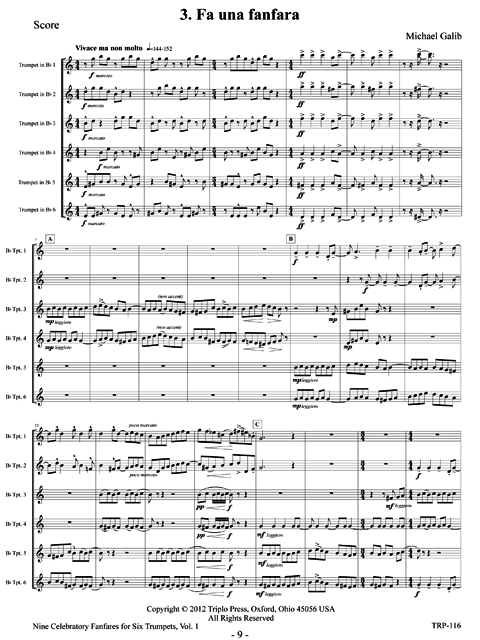 Nine Celebratory Fanfares for Six Trumpets, Vol. 1 - Image 4